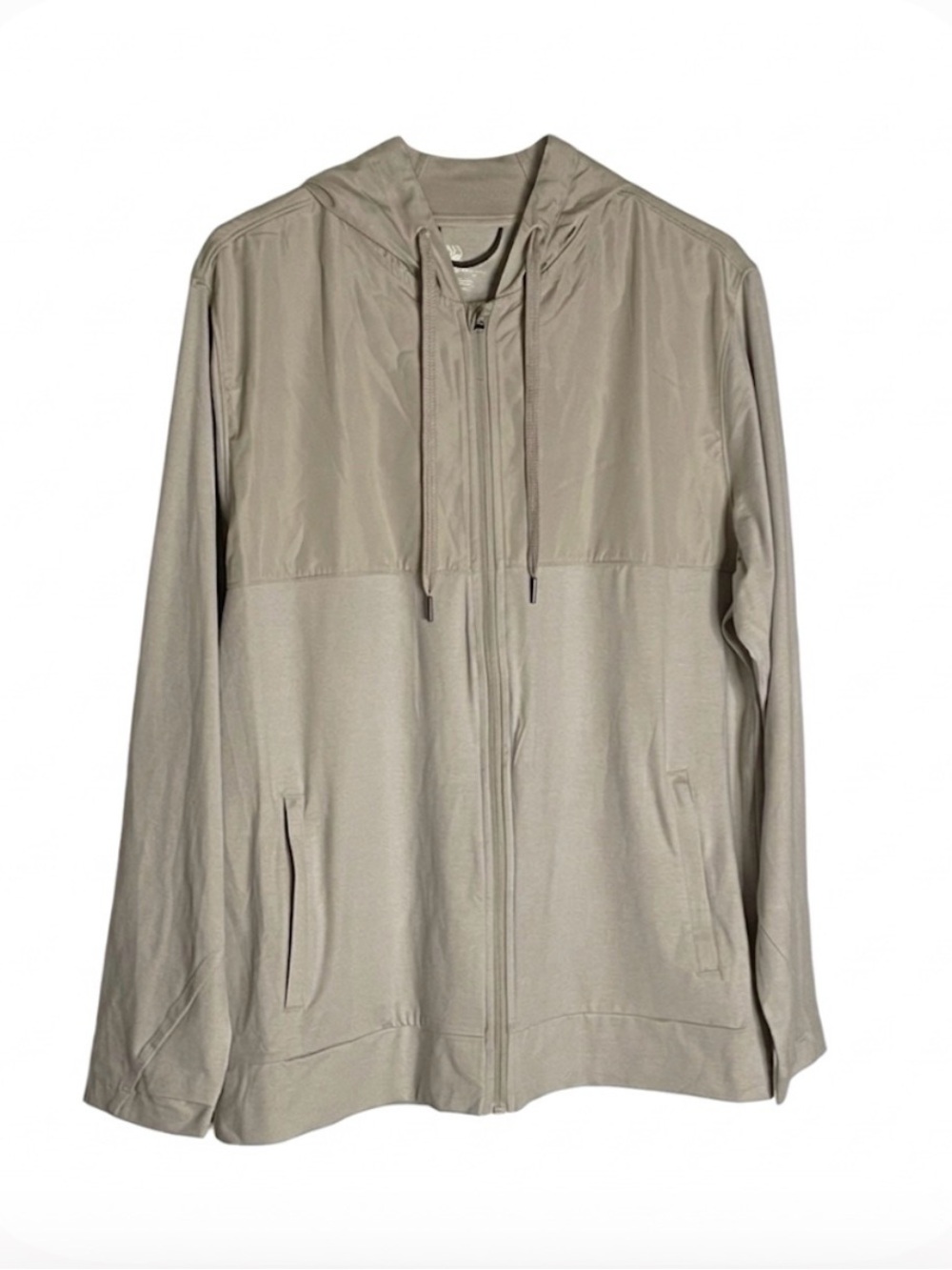 ALL IN MOTION Full Zip Hooded Jacket, Men’s Large, Beige